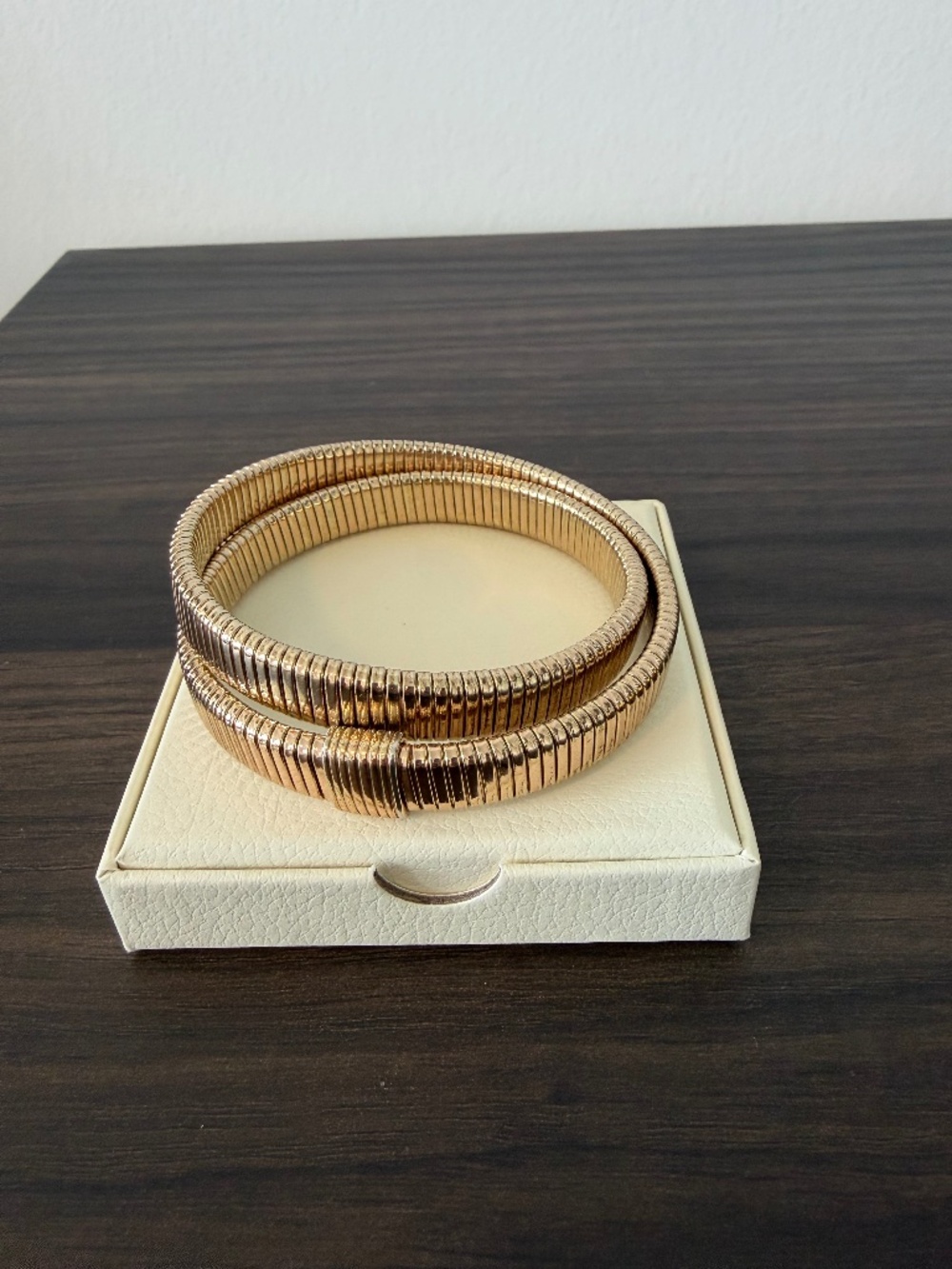 J.Crew Rose Gold Tone Tubogas Coil Wrap Cuff Bracelet Signed